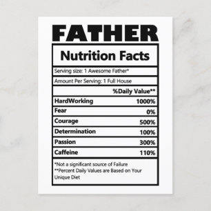 Cartão postal de fatos nutricionais do pai engraça
