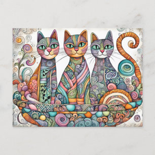 cartão postal de felinos