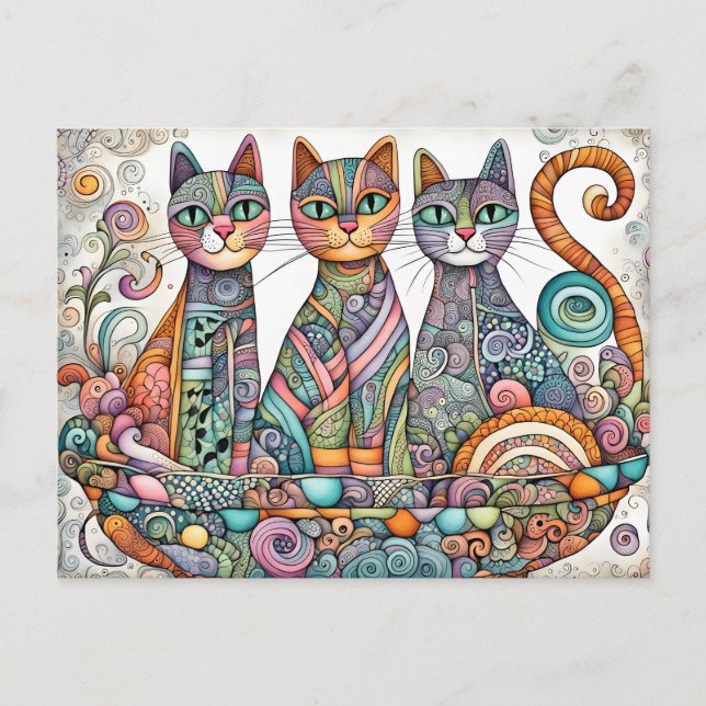 cartão postal de felinos (Frente)