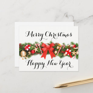 Cartão postal de Feliz Natal e Feliz ano novo