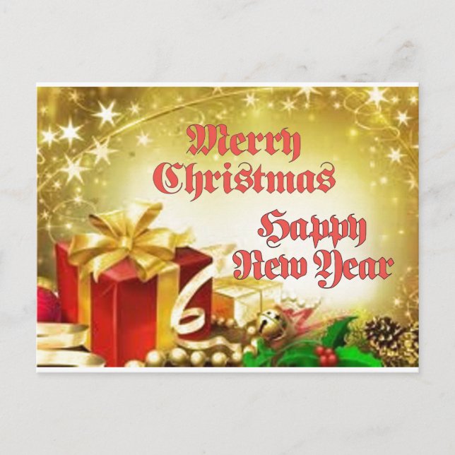 Cartão postal de Feliz Natal e Feliz ano novo (Frente)