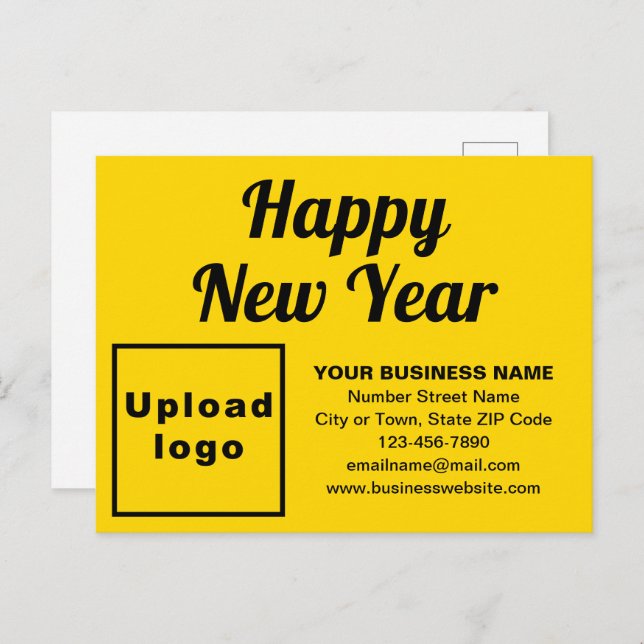 Cartão postal de Feriado Amarelo de Ano Novo (Frente/Verso)