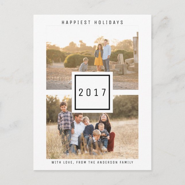 Cartão postal de Feriado de Foto Duplo Moderno Pre (Frente)