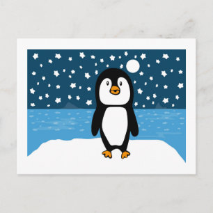 Cartão postal de Feriado Starry Penguin