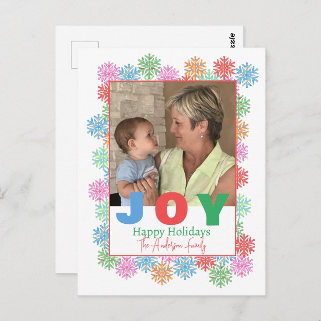 Cartão Postal de Férias com Foto de Floco de Neve  (Frente/Verso)