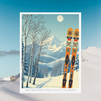 Cartão postal de férias de esqui Crested Butte Col