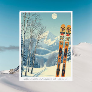 Cartão postal de férias de esqui Saalbach Austria