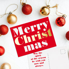 Cartão Postal de Férias de Natal com Papel Alumíni