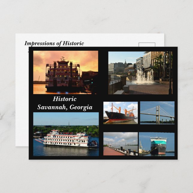 Cartão postal de férias de Savannah, Geórgia (Frente/Verso)