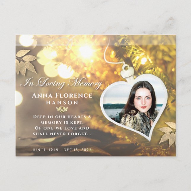 Cartão Postal de Férias Dourado Coração Foto Agrad (Frente)