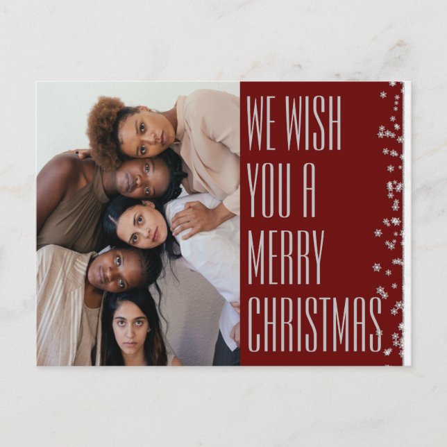 Cartão postal de Férias Feliz Natal Burgundy (Frente)