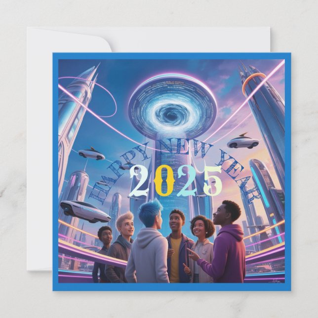 Cartão postal de férias plano do feliz ano novo 20 (Frente)