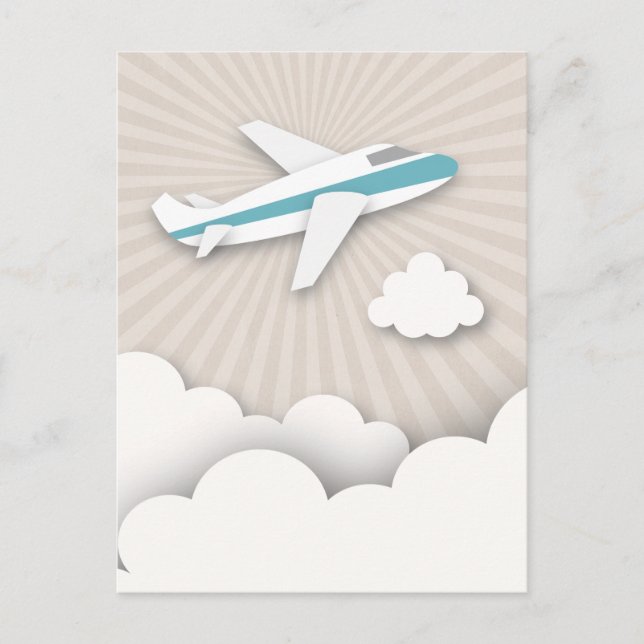 Cartão postal de Festa de aniversário de avião azu (Frente)