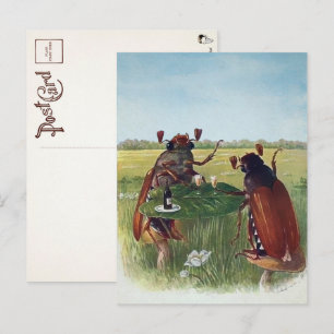 Cartão postal de festa de vinho Vintage Bug 