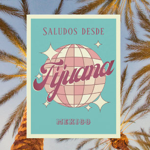 Cartão postal de festa retrô vintage de Tijuana Mé