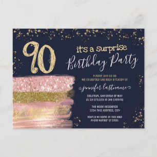 Cartão postal de festa surpresa de bolo brilhante 