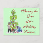Cartão Postal de Festividades<br><div class="desc">Este cartão-postal foi criado com amor para a temporada de férias de inverno. Ele retrata duas crianças decorando uma árvore de amor com decorações multiculturais. É uma design única para acolher as férias em qualquer família.</div>