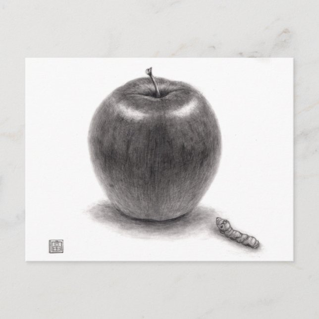 CARTÃO POSTAL DE FESTIVIDADES りんごとあおむし (Frente)