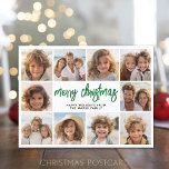 Cartão Postal De Festividades 10 Colagem de Fotos - Feliz Natal Verde<br><div class="desc">Use 10 fotos quadradas e faça uma saudação de Natal feliz e única,  com um roteiro moderno e rústico na frente. Uma maneira fantástica de mostrar um monte de fotos do ano passado. Se precisar mover alguma coisa,  clique no botão personalizar para fazer alterações.</div>