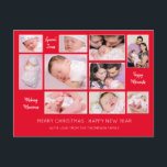 Cartão Postal De Festividades 10 Fotografias Collage cita Red Felry Christmas<br><div class="desc">Envie suas Cartões de natal junto com algumas fotos favoritas da família e citações inspiradoras com este moderno design de colagem de 10 fotografias com bordas brancas e misturadas com as citações elevatórias, Momentos Felizes, Memórias do Fazer e Tempos Especiais em letras brancas sobre um fundo de vermelho festivo. Na...</div>