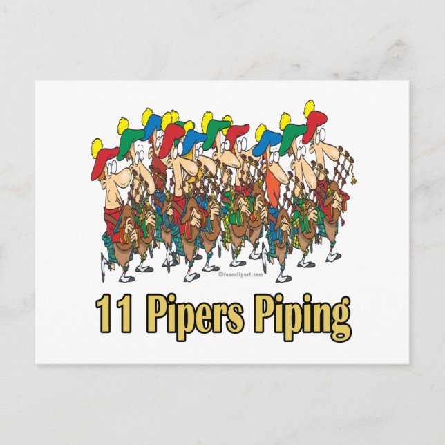 Cartão Postal De Festividades 11 pipers-pipa 11 dia de natal (Frente)