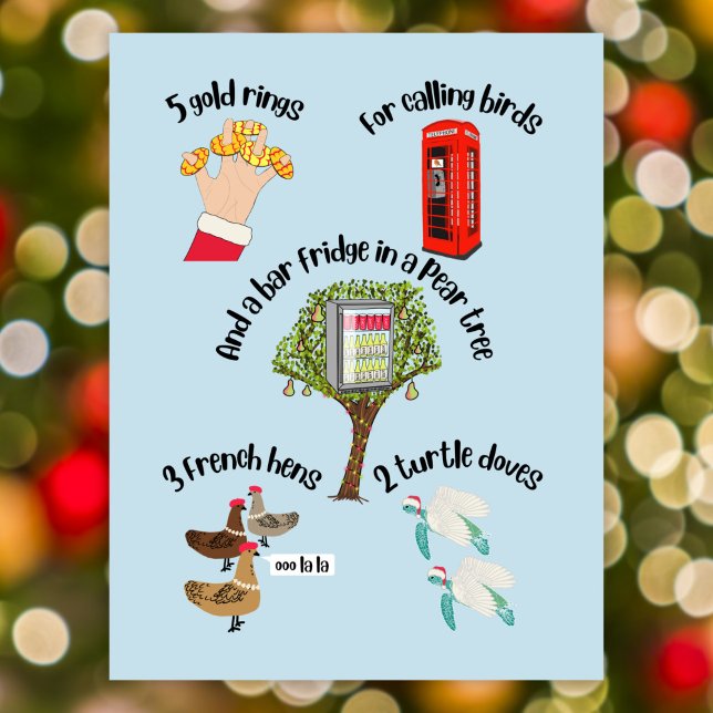 Cartão Postal De Festividades 12 dias de desenho engraçado de Natal (Criador carregado)