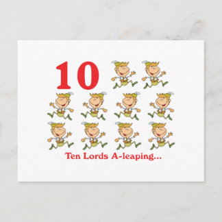 Cartão Postal De Festividades 12 dias dez lordes a saltar