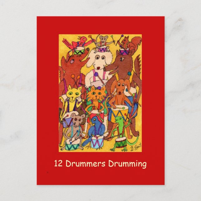 Cartão Postal De Festividades 12 Drummers Bebendo (Frente)