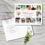 Cartão Postal De Festividades 12 Photo Collage What A Year In Review Captions<br><div class="desc">Personalize with your 12 favorite photos,  captions,  and names to create a memorable,  fun holiday card. Designed by Thisisnotme©</div>