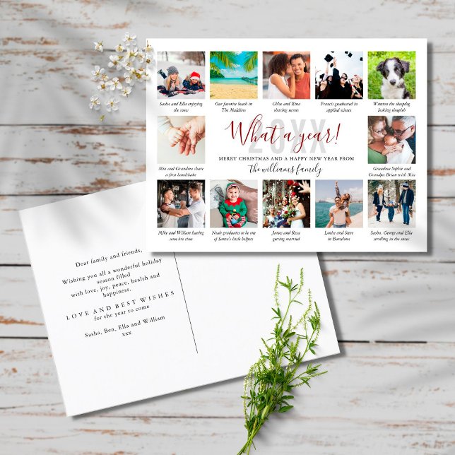 Cartão Postal De Festividades 12 Photo Collage What A Year In Review Captions  (Criador carregado)