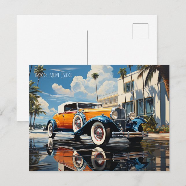 Cartão Postal De Festividades 1920 de bangalô de praia em Miami Beach (Frente/Verso)