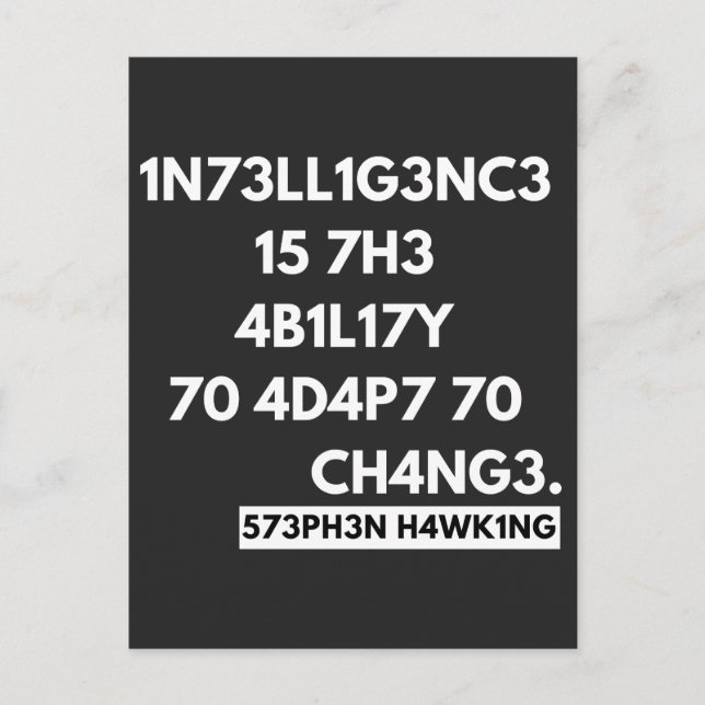 CARTÃO POSTAL DE FESTIVIDADES 1N73LL1G3NC3 15 7H3 4B1L17Y 70 4D4P7 70 CH4NG3. (Frente)