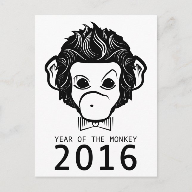 Cartão Postal De Festividades 2016 year of the monkey (bowtie) (Frente)