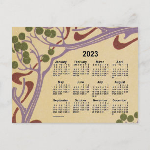 Cartão Postal De Festividades 2023 Art Nouveau Mini Calendar de Janz