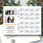 Cartão Postal De Festividades 2024 2025 Calendar Dourado Business Photo Minimali<br><div class="desc">2024 - 2025 Calendário com Cartão Postal de Natal de Ano Novo de Natal Minimalista Dourado de Manuscrito 2 Corporativo de Feriados dos EUA. Todos os textos estão pré-organizados para que você personalize fácil e rapidamente com seus próprios detalhes. Desejo a todos um Feliz Feriado e um Incrível Ano Novo!...</div>
