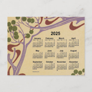 Cartão Postal De Festividades 2025 Art Nouveau Mini Calendar de Janz
