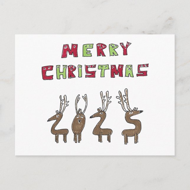 Cartão Postal De Festividades 2025 Reindeer Humorous Merry Christmas Cartoon (Frente)