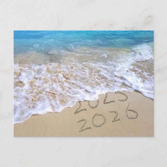 Cartão Postal De Festividades 2026 Ano Novo — Praia Tropical Ocean (Frente)