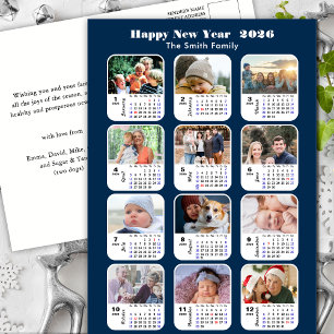 Cartão Postal De Festividades 2026 Calendar Modern Family 12 Foto Blue Glitter