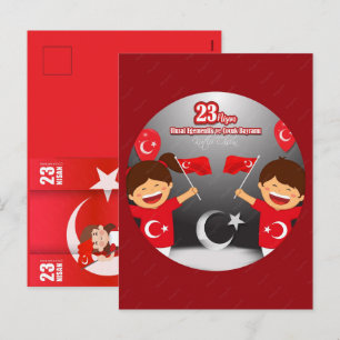 Cartão Postal De Festividades 23 Nisan Çocuk Bayramı Celebração Alegre Para Cria