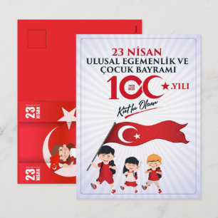 Cartão Postal De Festividades 23 Nisan Çocuk Bayramı Celebração Alegre Para Cria
