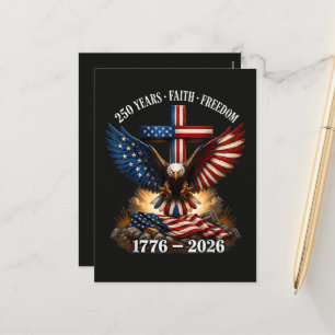 Cartão Postal De Festividades 250º Aniversário EUA Fé Liberdade
