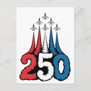 Cartão Postal De Festividades 250º Aniversário Jato Patriótico do 4 de Julho