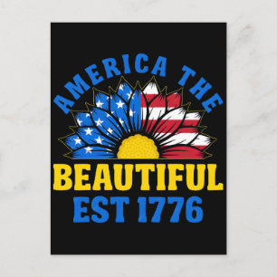 Cartão Postal De Festividades 250º Buquê de Flores da Bandeira Americana Papoula