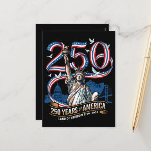 Cartão Postal De Festividades 250 Anos de Aniversário da América 1776 2026 