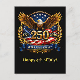 Cartão Postal De Festividades 250th USA Anniversary Eagle Emblem 
