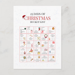 Cartão Postal De Festividades 25 Days of Christmas Bucket List Art