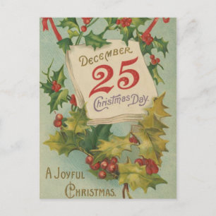 Cartão Postal De Festividades 25 de dezembro dia de Natal