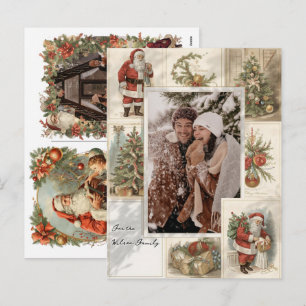 Cartão Postal De Festividades 2 Colagem de Fotos Feliz Natal Férias Vintage