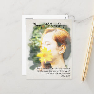 Cartão Postal De Festividades 2 Coríntios 2:15 Feliz Dia das Mães Aquarela